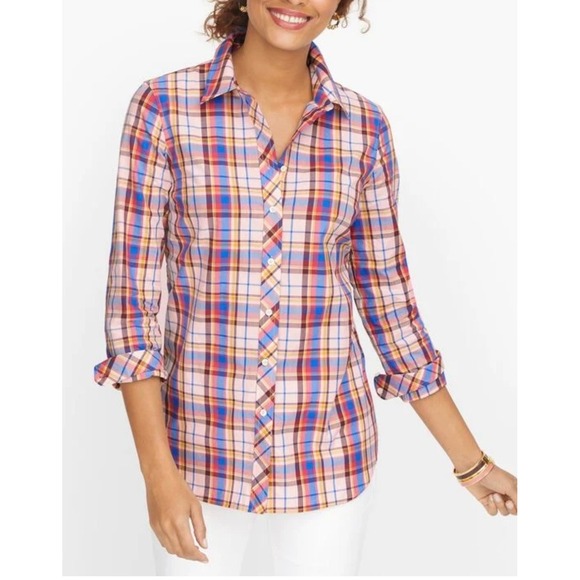 Talbots Tops - NWT Women's Talbots Multicolor Plaid Button-Down Shirt Classic Preppy Cotton XL